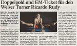 Doppelgold und EM-Ticket für den Welser Turner Ricardo Rudy
